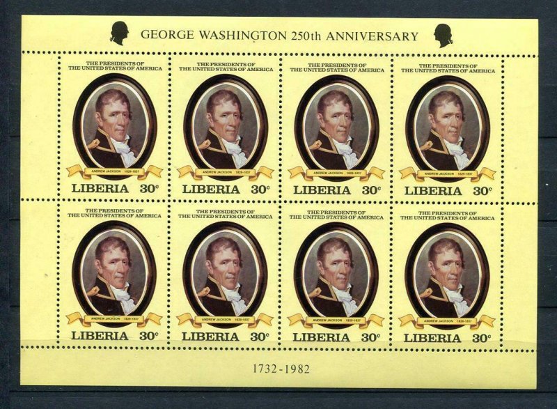 Liberia 1982 Mini-Sheet of8 (Kleinbogen)US Presidents Andrew Jackson MNH 9264
