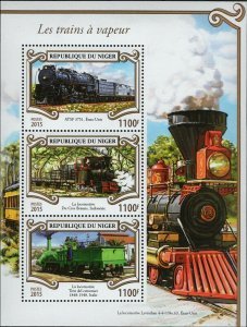 Steam Trains Stamp ATSF 3751 USA Locomotive S/S MNH #3546-3548
