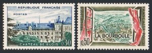 France 965-966,MNH.Michel 1306,1308. Blois Chateau,View of La Bourboule.1960.