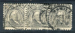 PHILIPPINES; 1911 Famous People fine used 30c. Strip of 3