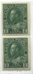 Canada KGV 2 cent green Admiral Coil pair unmounted mint NH