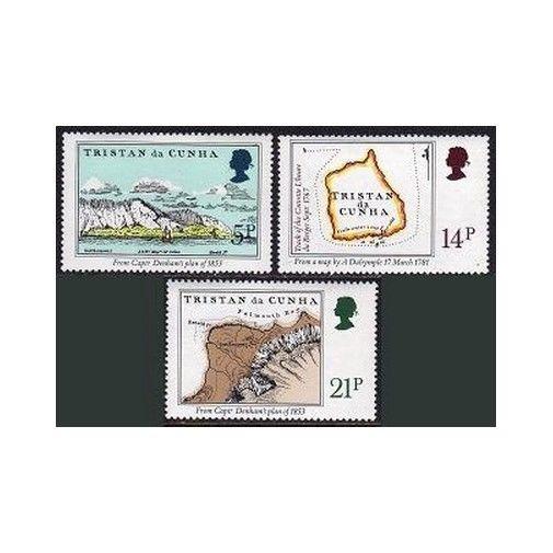 Tristan da Cunha 290-292,293,MNH.Michel 300-302,Bl.13. Early Maps & Charts,1981