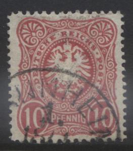 GERMANY. -Scott 39 - Pfennig  -1880 - Used - Red -Single 10pf Stamp2