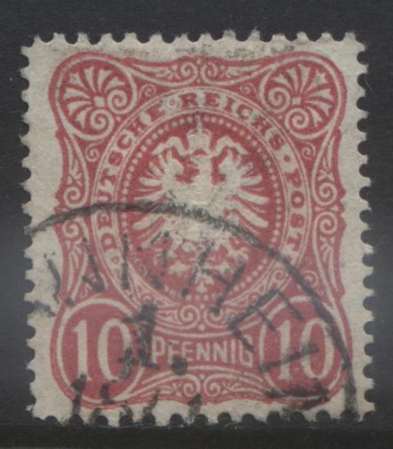 GERMANY. -Scott 39 - Pfennig  -1880 - Used - Red -Single 10pf Stamp2