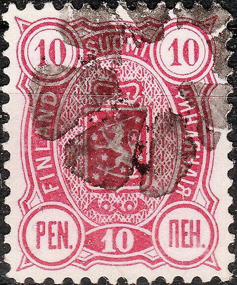 FINLAND ca.1889 Mi29Ab 10p aniline red + FIGURE CANCEL #441 (ABO) Figurenstempel