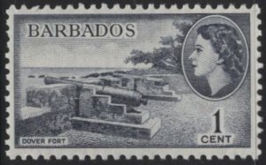 Barbados 235 (mh) 1c Dover Fort, Elizabeth II, sl (1953)