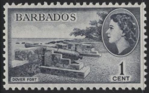 Barbados 235 (mh) 1c Dover Fort, Elizabeth II, sl (1953)