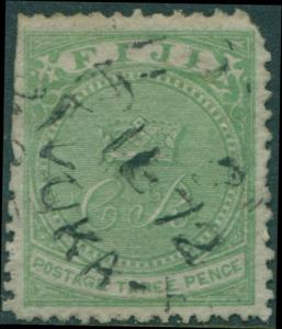 Fiji 1871 SG11 3d pale yellow-green CR trimmed FU