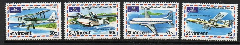 ST.VINCENT SG702/5 1982 50th ANNIV OF AIRMAIL MNH 