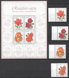 B1284 1979 Rsa South Africa Flowers Rosafari World Rose Convention 1Bl+1Set Mnh