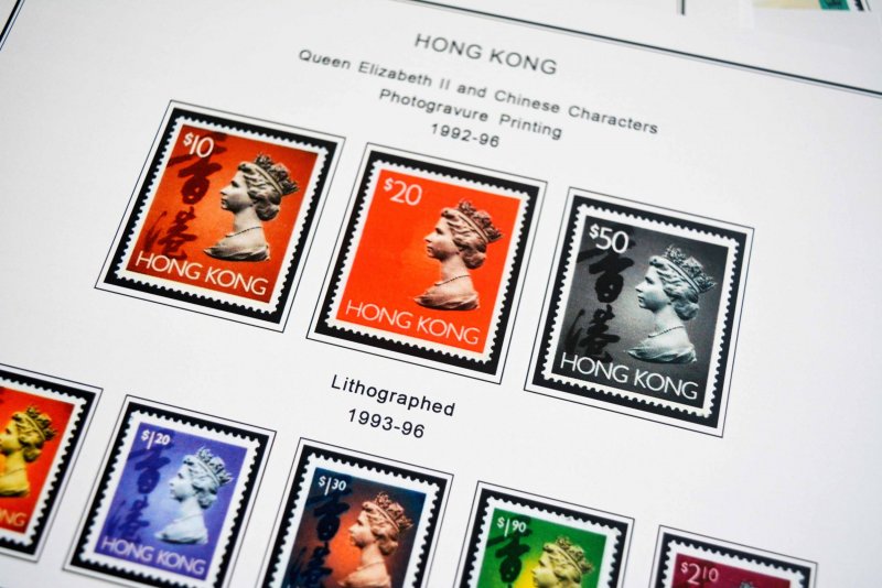 COLOR PRINTED HONG KONG [BRITISH] 1862-1997 STAMP ALBUM PAGES (117 illus. pages)