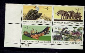 US SCOTT#1390A 1970 NATURAL HISTORY COLLECTION PLATE BLOCK LL #31728 - MNH