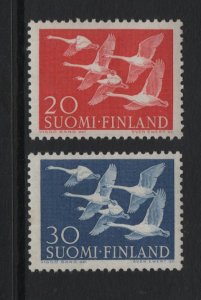 Finland    #343-344  MNH   1956  whooper swans