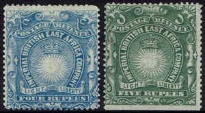 BRITISH EAST AFRICA 1890 LIGHT AND LIBERTY 4R AND 5R