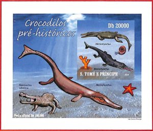 A4470 - SAO TOME & PRINCIPE- ERROR IMPERF Souvenir s: 2010 Prehistoric crocodile