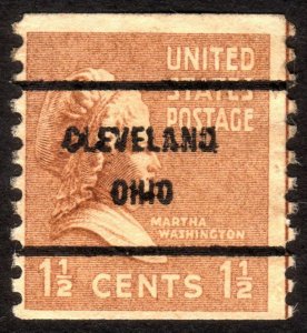 1939, US 1 1/2c, Martha Washington, Cleveland precancel, Used, Sc 840