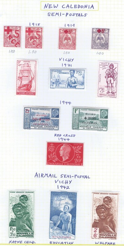 NEW CALEDONIA 1915-1942  SEMI POSTALS SCV $23.25 STARTS @ 13% OF CAT VALUE