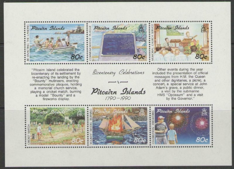 PITCAIRN ISLANDS SG389a 1991 BICENT OF PITCAIRN ISLANDS SETTLEMENT MNH 