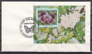 * Salvador, Scott cat. 1262. Butterfly s/sheet on a First Day Cover.