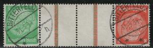 Germany Scott # 418, 420, 2 labels, used, tete beche, Mi # KZ21.2