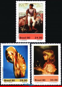 1691-93 BRAZIL 1980 PAINTINGS FROM PORTINARI, BRANCUSI AND FIGUEIREDO, SET MNH