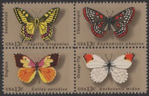 SC#1712-15 13¢ Butterflies Block of Four (1977) MNH