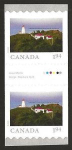 2020 Canada From Far and Wide Lighthouse Coil Pair w/ GUTTER #3218ii VF-NH-