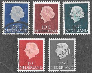 Netherlands SC 344-348 * Queen Juliana * Used * 1953