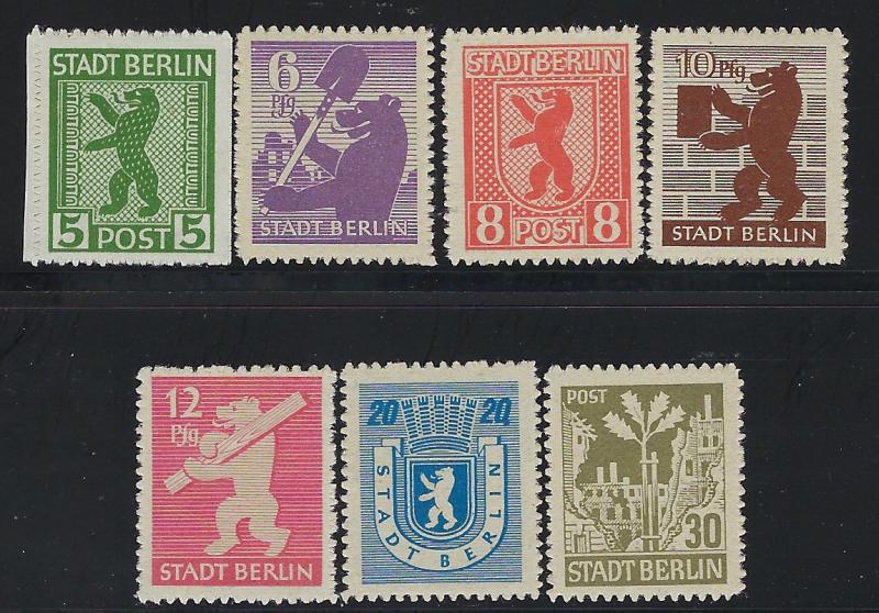 German Democratic Republic Scott # 11N1a - 11N7a, mint nh