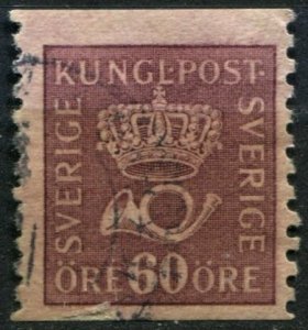 Sweden Sc#161 Used, 60o red vio, Crown and Posthorn (1920)