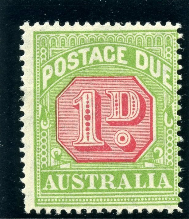 Australia 1931 KGV Postage Due 1d carmine & yellow-green MLH. SG D100.