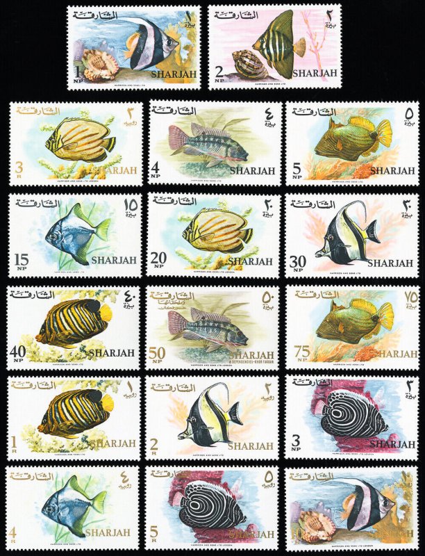 Sharjah Stamps # 229-45 MNH XF Fish