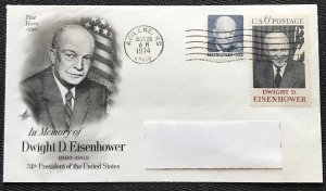 US #1383/1393 Addressed FDC Artcraft Dwight David Eisenhower SCV $1.00 L32
