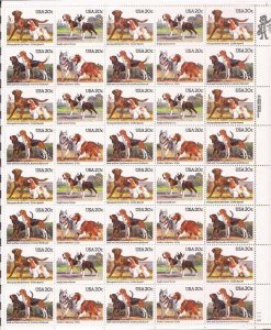 US Stamp - 1984 Dog Breeds Collie, Retriever 40 Stamp Sheet #2098-2101