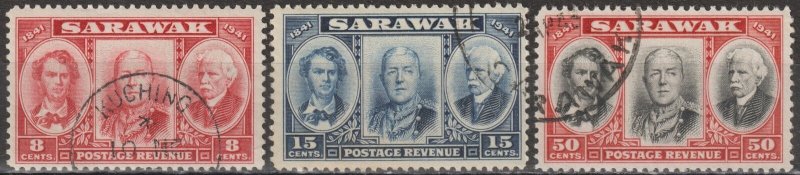 EDSROOM-19739 Sarawak 155-157 Used 1946 Brooke Dynasty Centenary