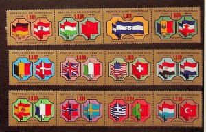 HONDURAS Sc C562-73 NH SET OF 1975 - FLAGS - UPU