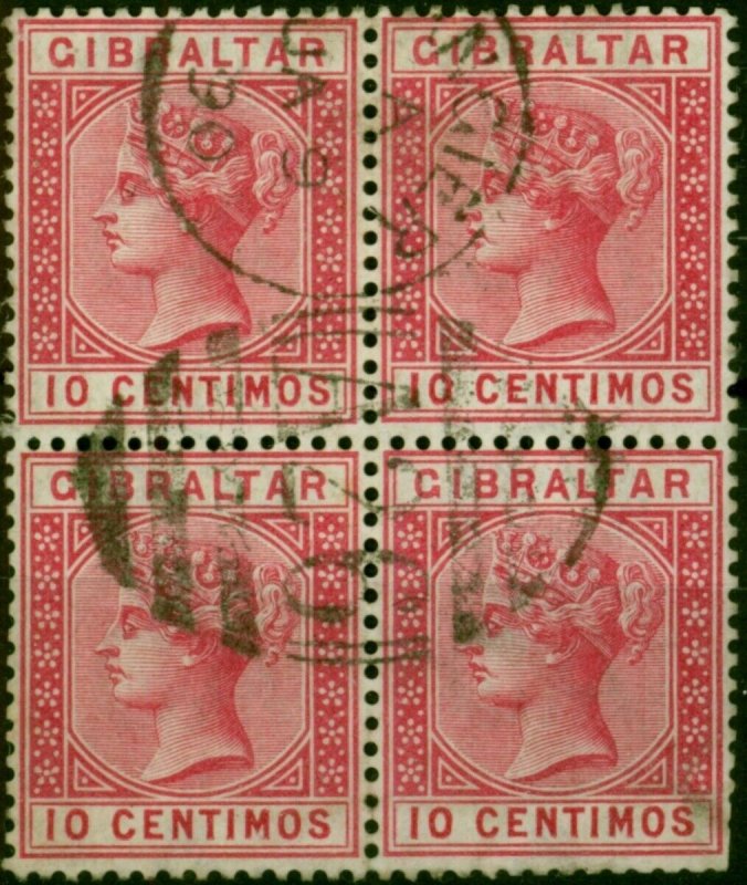 Morocco Agencies Tangier 1889 10c Carmine SGZ142 Fine Used Block of 4