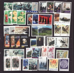 1993-98 Denmark - Faroe Islands - (46 stamps) MNH stamp sets Cv$74.23