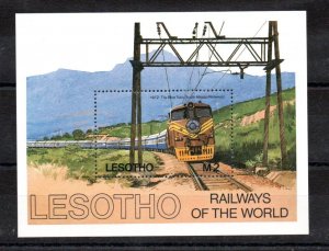 LESOTHO - M/S - 1984 - TRAINS - TRAINS OF THE WORLD -