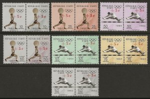 1965 Haiti Tokyo Olympics Sports Set #B35-37, CB51-54 with RED SURCH. var. VF-NH-