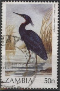 Zambia 380 (used) 50n slaty egret (1987)