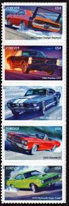 SC#4747a (46¢) Muscle Cars Strip of Five MNH  