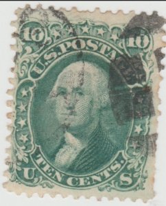 Scott Stamp # 68 - 1861 Used Washington 10c Yellow Green Stamp.  Free Shipping.