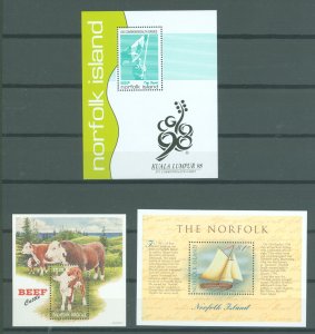 Norfolk Island #616/662/664 Mint (NH) Souvenir Sheet (Sports)