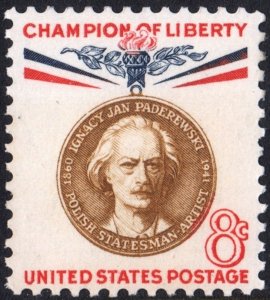 SC#1160 8¢ Champion of Liberty: Ignacy J. Paderewski (1960) MNH