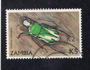 Zambia 1991 2k on 5k Beetle, Scott 612 used, value = $6.00