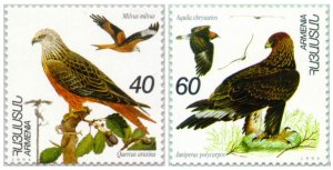 Armenia MNH** Mi 246-247 Sc 499-0 Fauna Bird Birds of Prey Red kite Golden eagle