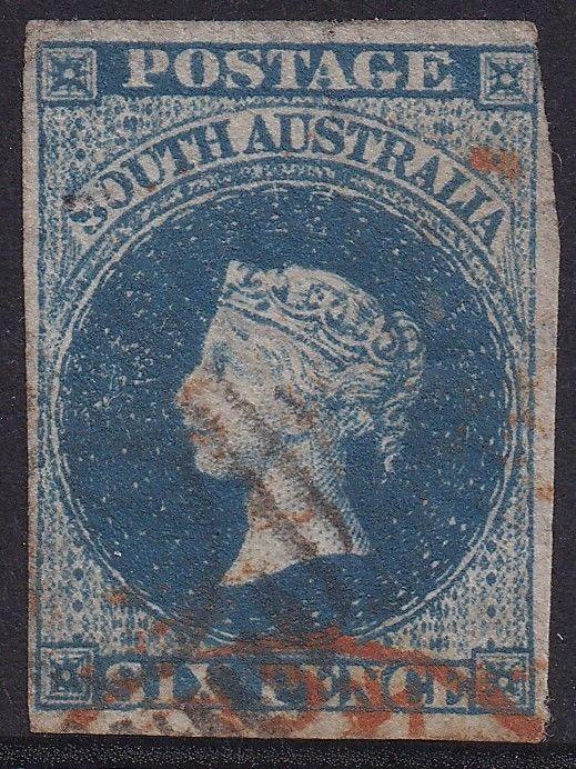 SOUTH AUSTRALIA 1855 QV 6D IMPERF USED 