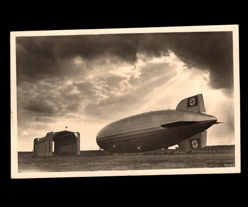 Germany Zeppelin Hindenburg Souvenir Card Air Express Rhein Main 1937 Auxiliar8d