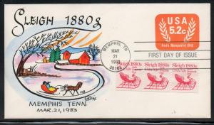 US #1900 Transportation Coil FDC Collins Hand Painted B447